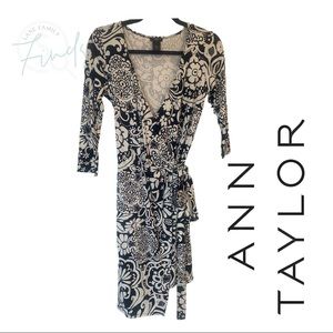 Ann Taylor Petite - Black & White Wrap Dress